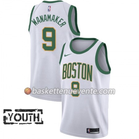 Maillot Basket Boston Celtics Bradley Wanamaker 9 2018-19 Nike City Edition Blanc Swingman - Enfant